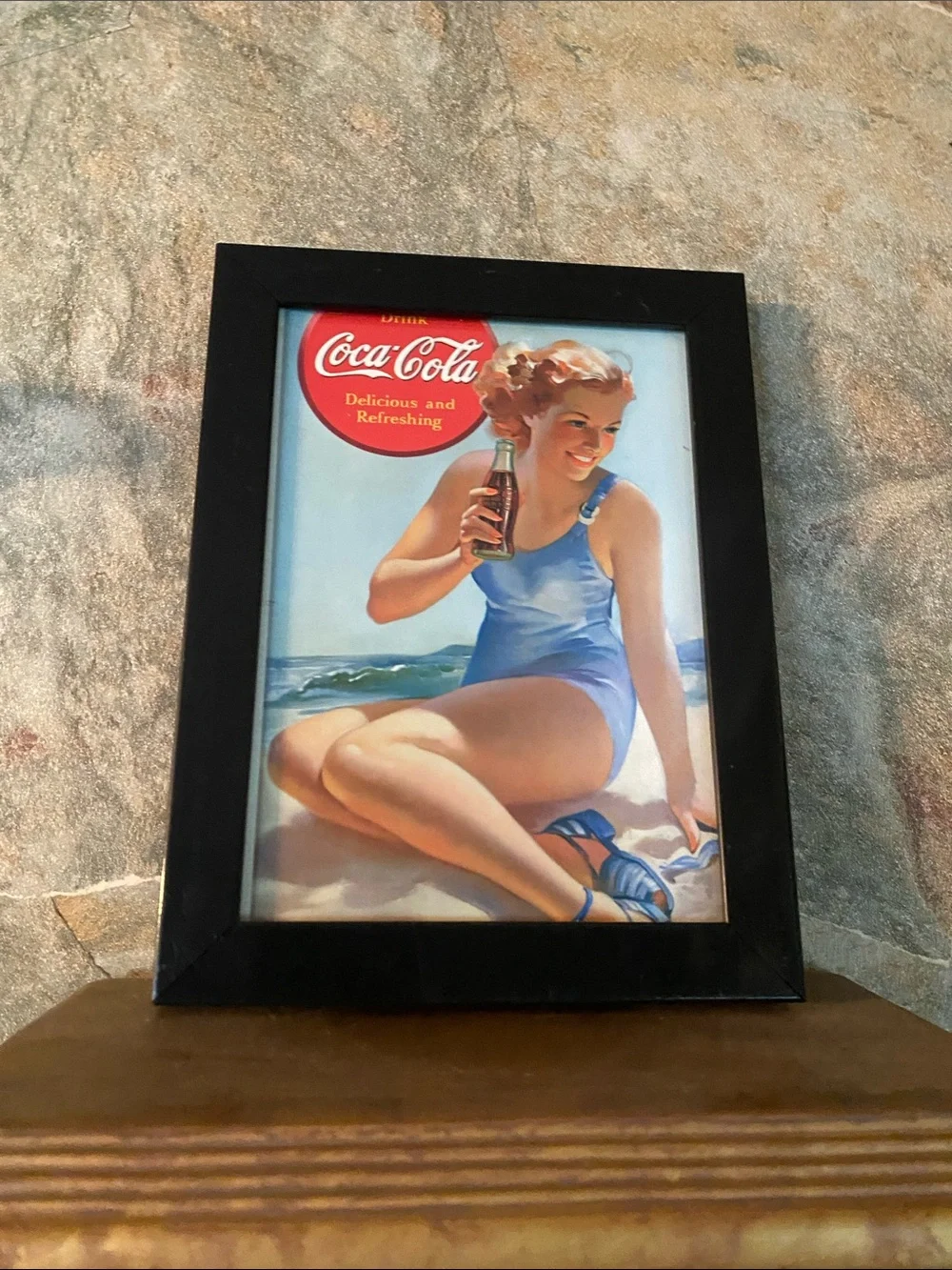 Coca Cola drink bottle Vintage Pinup girls 2 Art Framed collectible picture